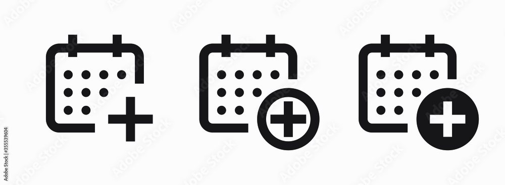 Poster сalendar with plus line vector minimalistic icon. date symbol. appointment day icon for web design. 