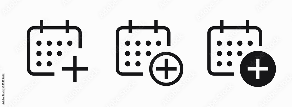 Poster сalendar with plus line vector minimalistic icon. date symbol. appointment day icon for web design. 