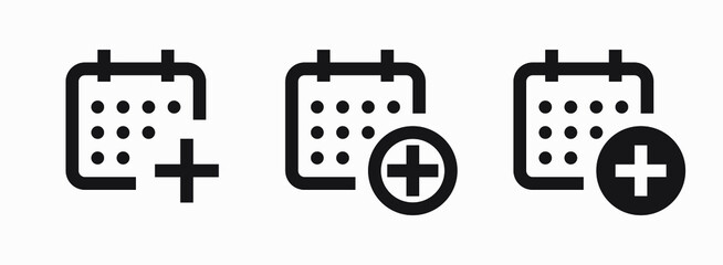 Сalendar with plus line vector minimalistic icon. Date symbol. Appointment day icon for web design. Modern flat organizer icon for app design. Business meeting sign minimal flat linear icons