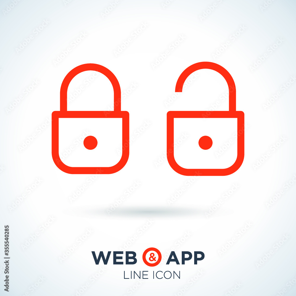 Poster lock set of line vector icons