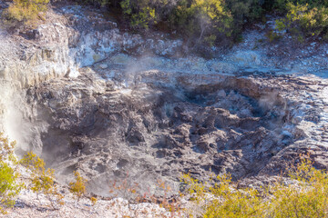 Mud pools at Wai-O-Tapu at New Zealand
