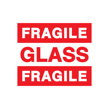Fragile Glass Sticker. Handle With Care Warning Sign Vector Illustration Background Template