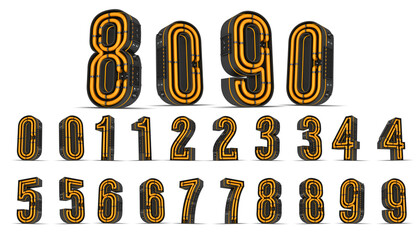 Naklejka premium Number Neon light 3d rendering illustration.