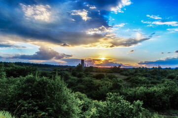 water tower on a background of sunset and clouds9