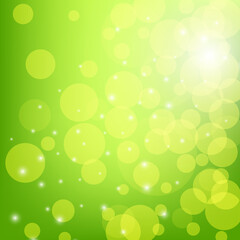 Abstract background with blurred circles Bokeh on green blurred background