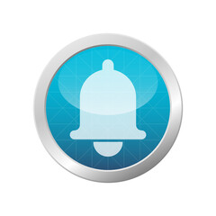 Alarm clock bell icon illustration mobile phone reminder notification light blue circle button isolated vector