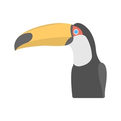 Toucan, exotic bird icon on white background. Logo, mascot design element.