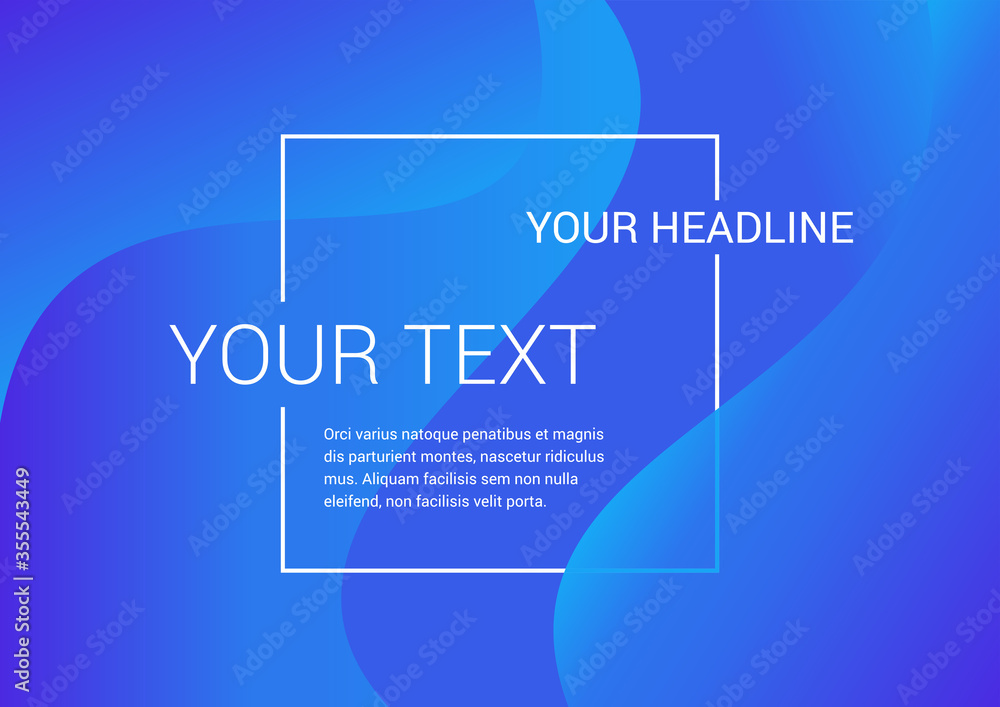 Poster abstract futuristic vector template - modern wavy colorful gradient background with white frame and 
