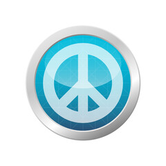 Peace and love symbol vector antiwar pacifism icon hippie culture sign on light blue circle frame illustration