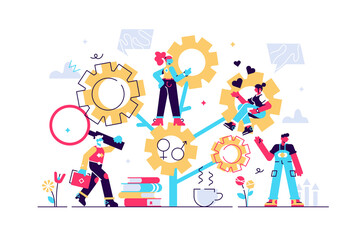 Fototapeta premium Sociology vector illustration. Flat 