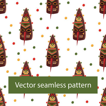 Vector seamless pattern with trdaitional Bulgarian kuker mask