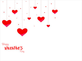 Happy valentine day red hearts  vector design . 