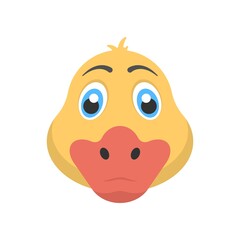 Cute yellow duck icon. Adorable duckling icon for creative logo, mascot design element.
