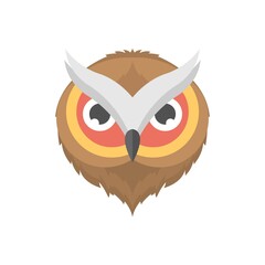 Owl head icon in flat design style. Bird logo, mascot concept.