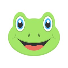 Cute smiling frog icon. Flat design style.