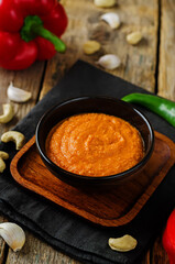Red Bell pepper cashews sauce in a bowl