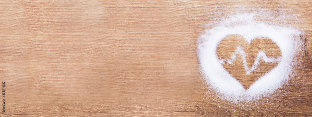 Wall mural less salt near heart shape with heartbeat