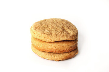 Homemade cookies on a white background. Homemade simple baking. Shortbread