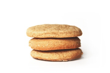 Homemade cookies on a white background. Homemade simple baking. Shortbread