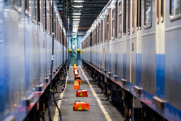 Subway train metro depot