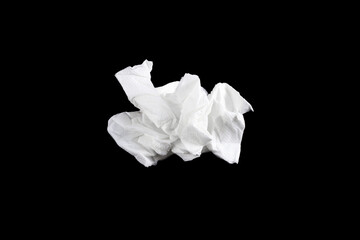 
Crumpled paper napkin isolated on black background