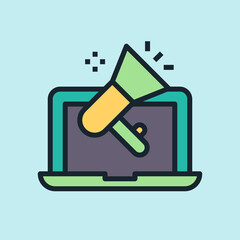 Digital marketing. Digital marketing concept illustration, flat design linear style banner. Usage for e-mail newsletters, headers, blog posts, print