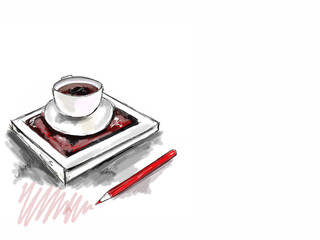 Magazine and coffee illustration art