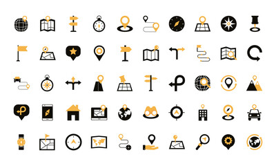 bundle of area and locations set icons