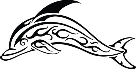 Decorative dolphin in tatto style. Creative art icon stylized. Vector illustration © Gouache7