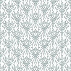 Abstract seamless vintage wallpaper in art deco style. Monochrome gray-white background, textile, print, vector. NEW! Idea for designers	