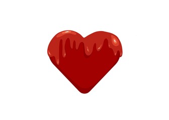 Obraz premium red heart melted on white background