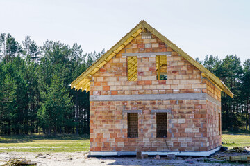 construction of a small new residential house in a rural area