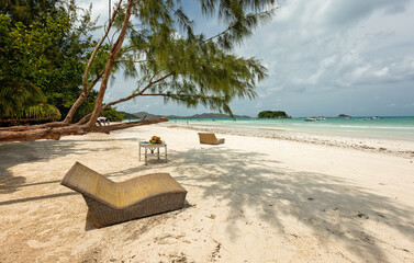 Fototapeta na wymiar Beach Anse Volbert on Praslin Island, Seychelles