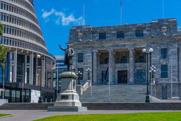 Statue of Richard John Seddon at New Zealand Parliament Buildings in Wellington