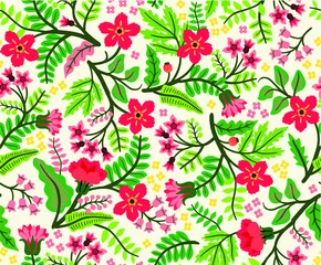 Selbstklebende Fototapeten Vector seamless pattern. Pretty pattern in small flower. Small red flowers. White background. Ditsy floral background. The elegant the template for fashion prints.  © ann_and_pen