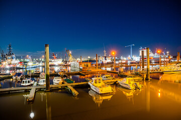 Delfzijl, Netherlands - January 10, 2020. Port at night