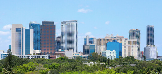 Aerial view of Fort Lauderdale downtown skyline. - obrazy, fototapety, plakaty