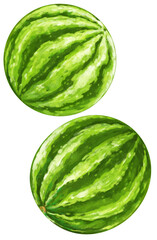 cartoon watermelon set on white background - illustration