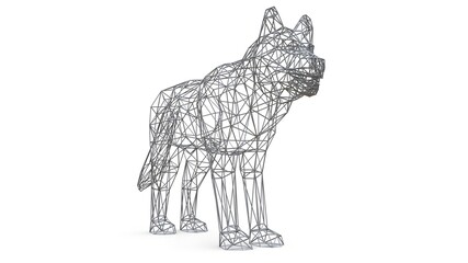 3D rendered mesh dog on isolated white background. 3d illustration.