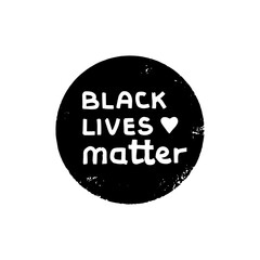 Black lives matter round icon. Labels for social media or stories. Hand drawn lettering. Vector sign illustration. Design posters,gifts, pride icon.
