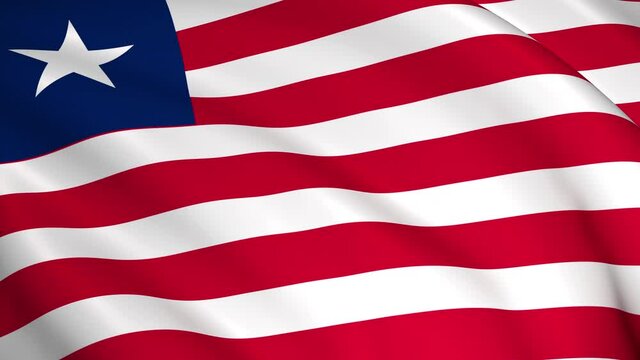 Liberia National Flag - 4K seamless loop animation of the Liberian flag. Highly detailed realistic 3D rendering