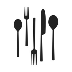 Dinner Utensil, Fork Icon, Spoon, Knife, Dinner Cutlery Vector Illustration Background