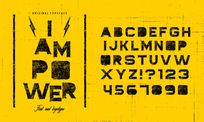 Grunge scratch type font, vintage typography. Punk style textured font and alphabet. - obrazy, fototapety, plakaty