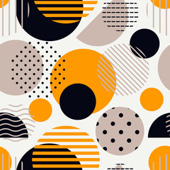 Cirkel, polka dot naadloos patroon. Gemengde textuur onregelmatige chaotische vormen print. Memphis stijl geometrische achtergrond