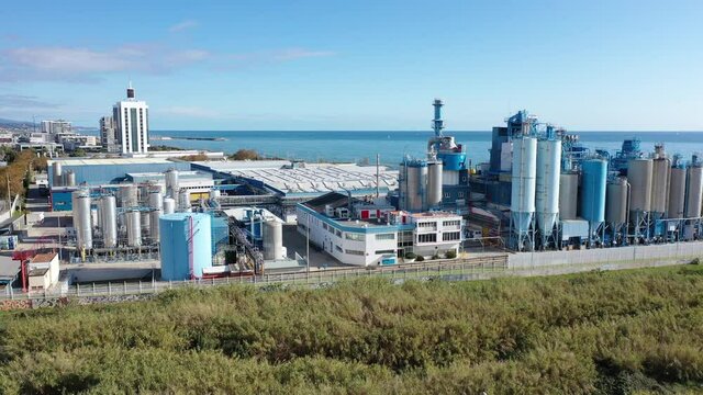 Top view of the chemical plant and the surrounding area