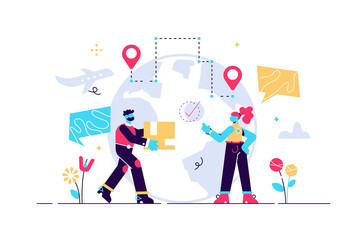 Delivery service vector illustration. Flat tiny