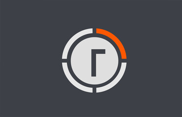 orange grey T alphabet letter logo icon design for business and company