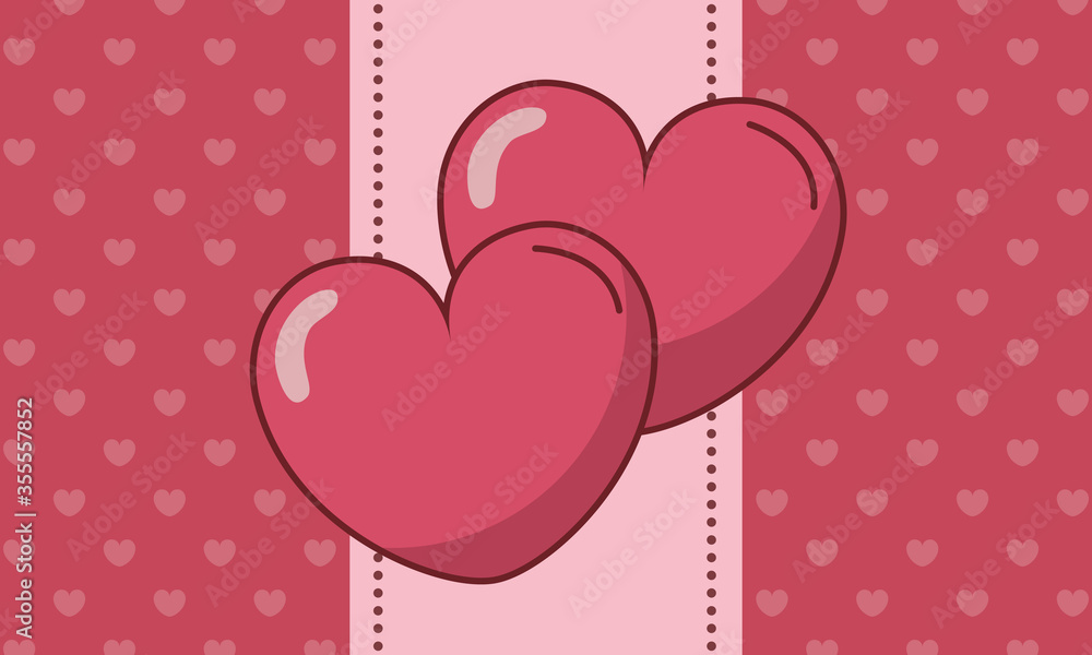 Poster valentines day hearts in front of frame vector design