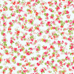 Simple seamless floral pattern with bright colorful small flowers of dog roses. Trendy millefleurs. Elegant template for fashion prints.