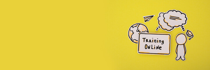 E-learning Information Concept on the yellow